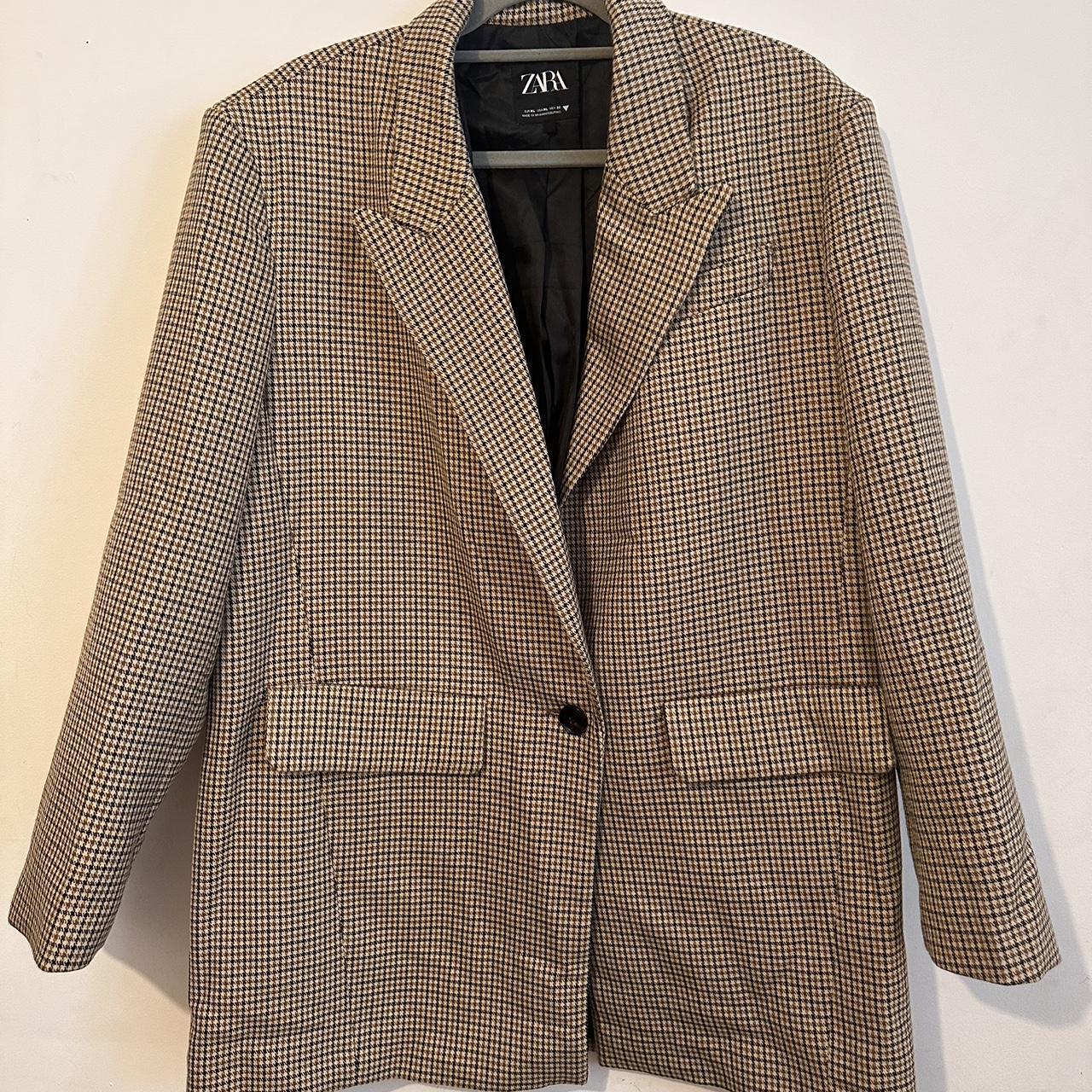 Zara Brown Check Blazer Brand New Without Depop