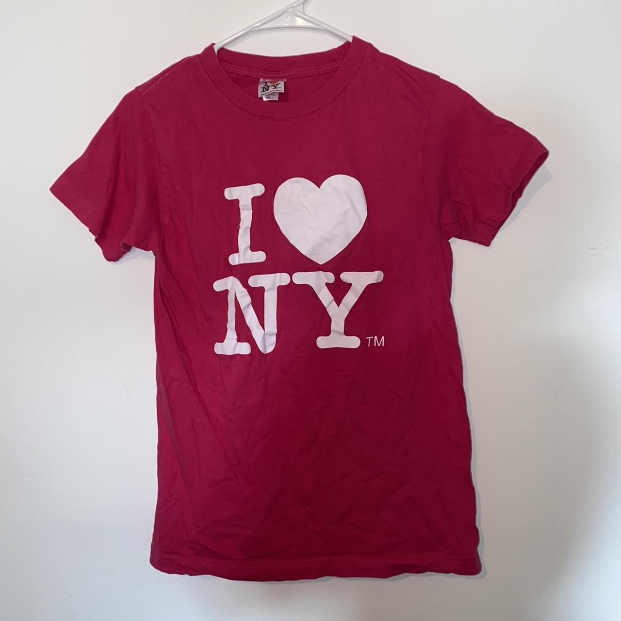 I ️ NY pink tshirt hot pink baby tee tshirt with... Depop
