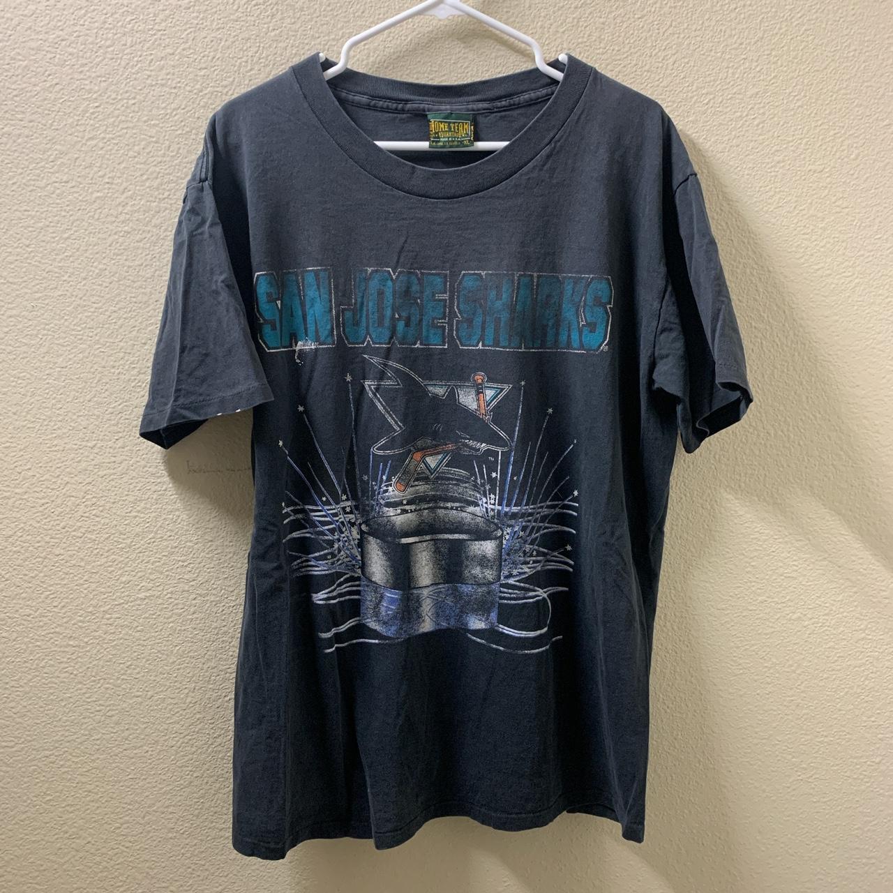 Mens Vintage San Jose Sharks Home Team Single... - Depop