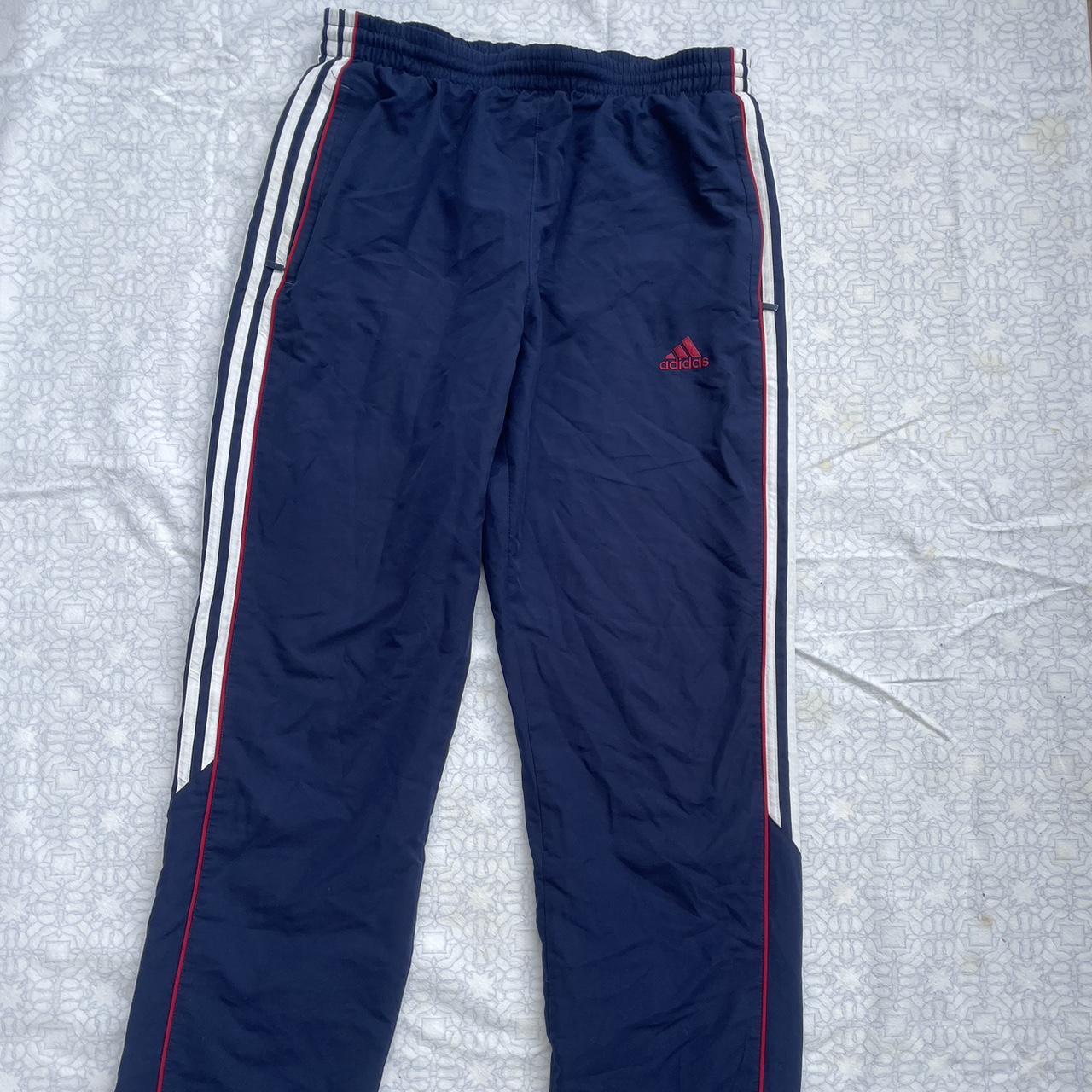 Adidas navy tracksuit bottoms Size W32 Good condition - Depop