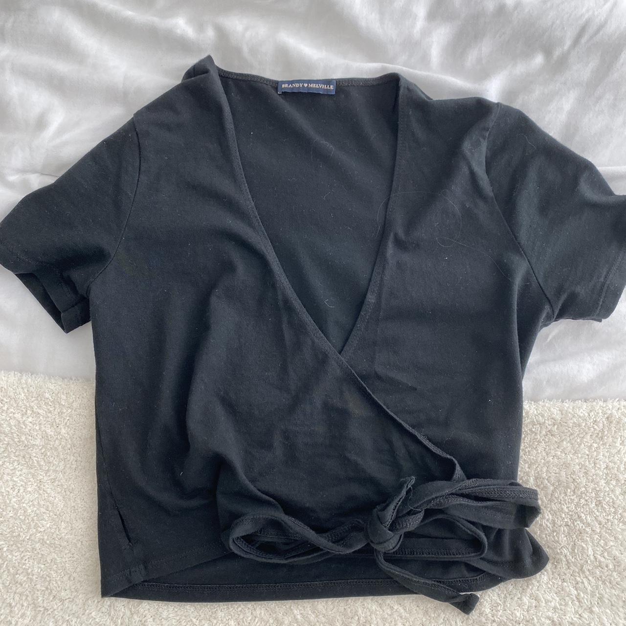 Brandy Melville Black Wrap Top -no Flaws Just Has... - Depop