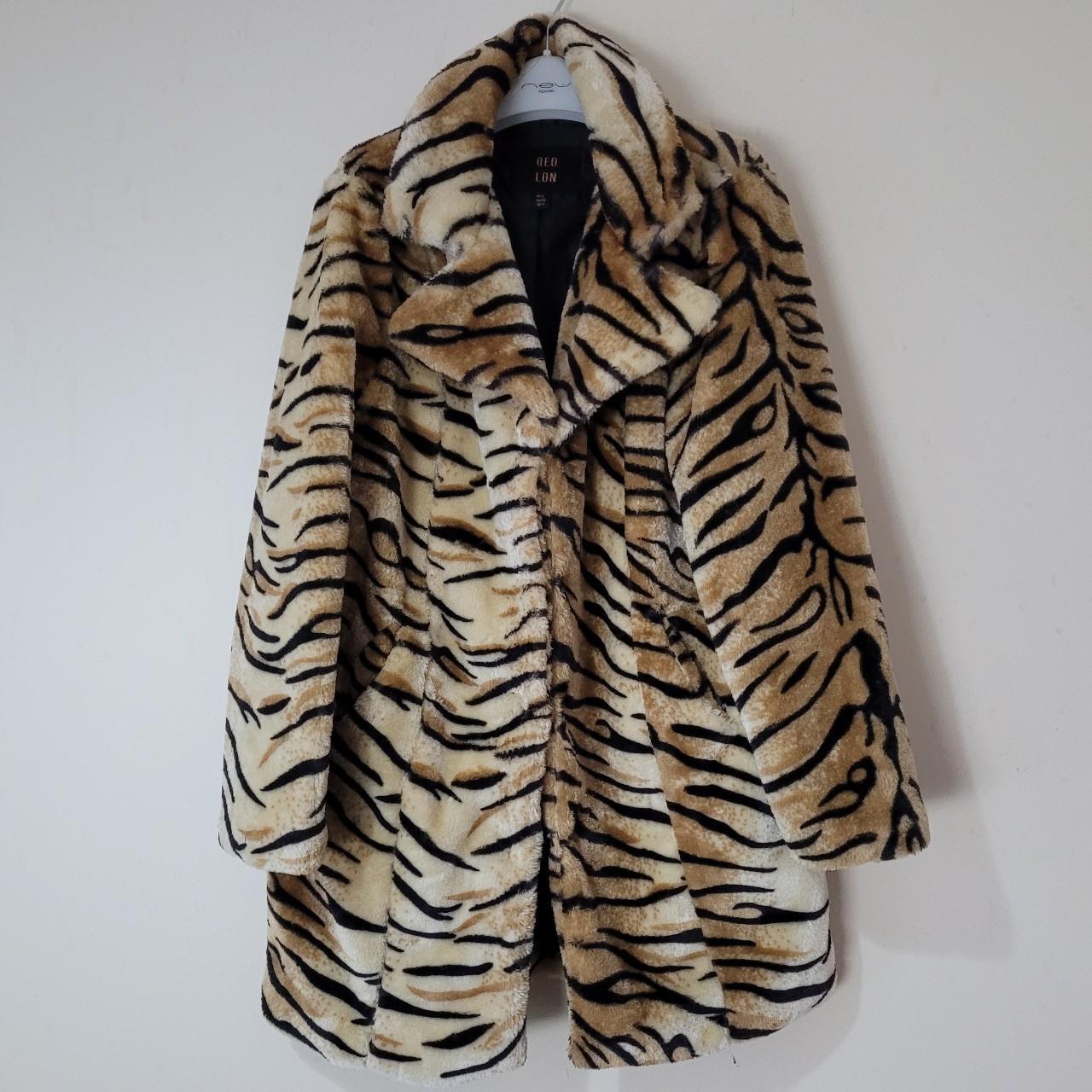 QED London tiger fake fur coat. Size 12. Only worn... - Depop