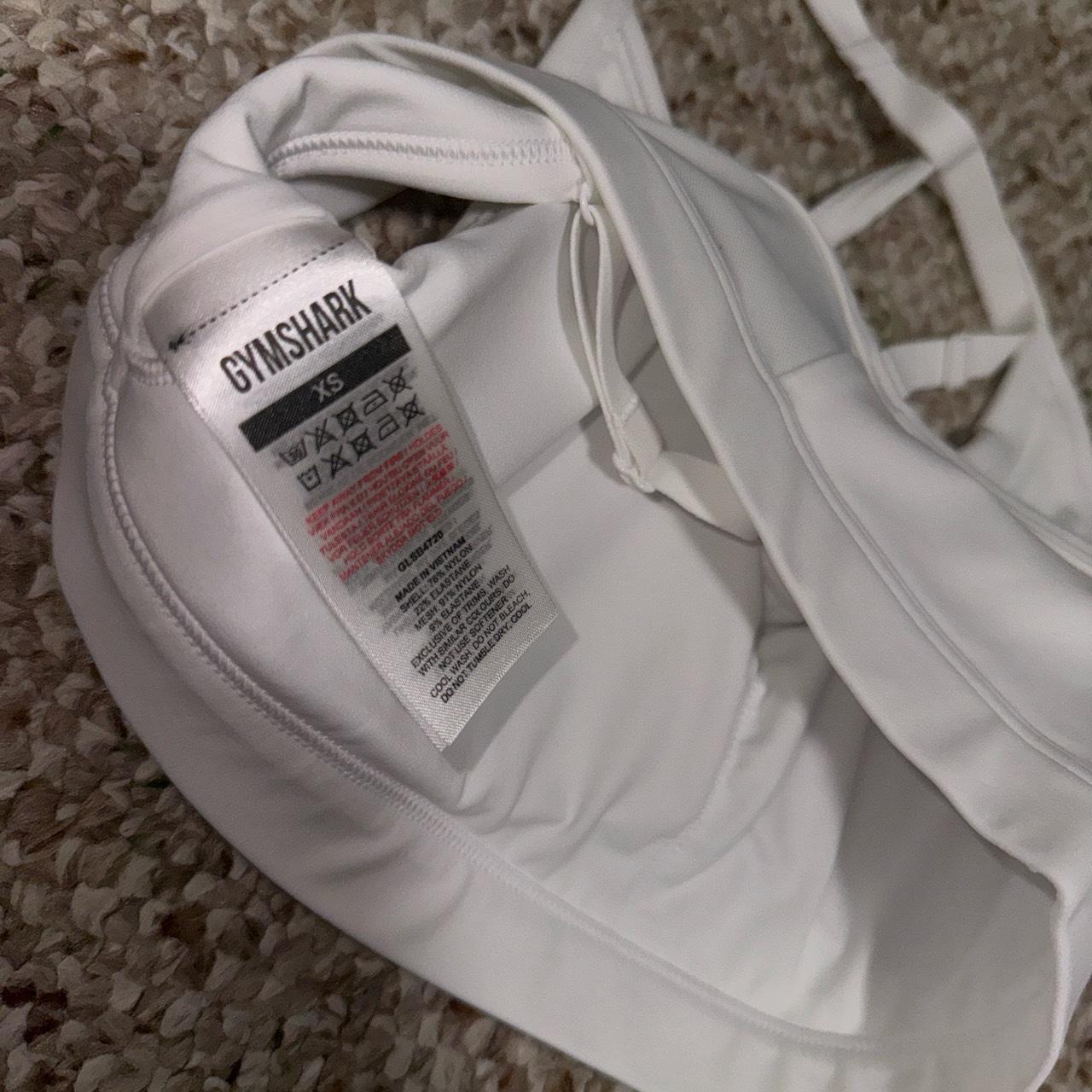 White ruched sports bra from Gymshark Padded Size... Depop