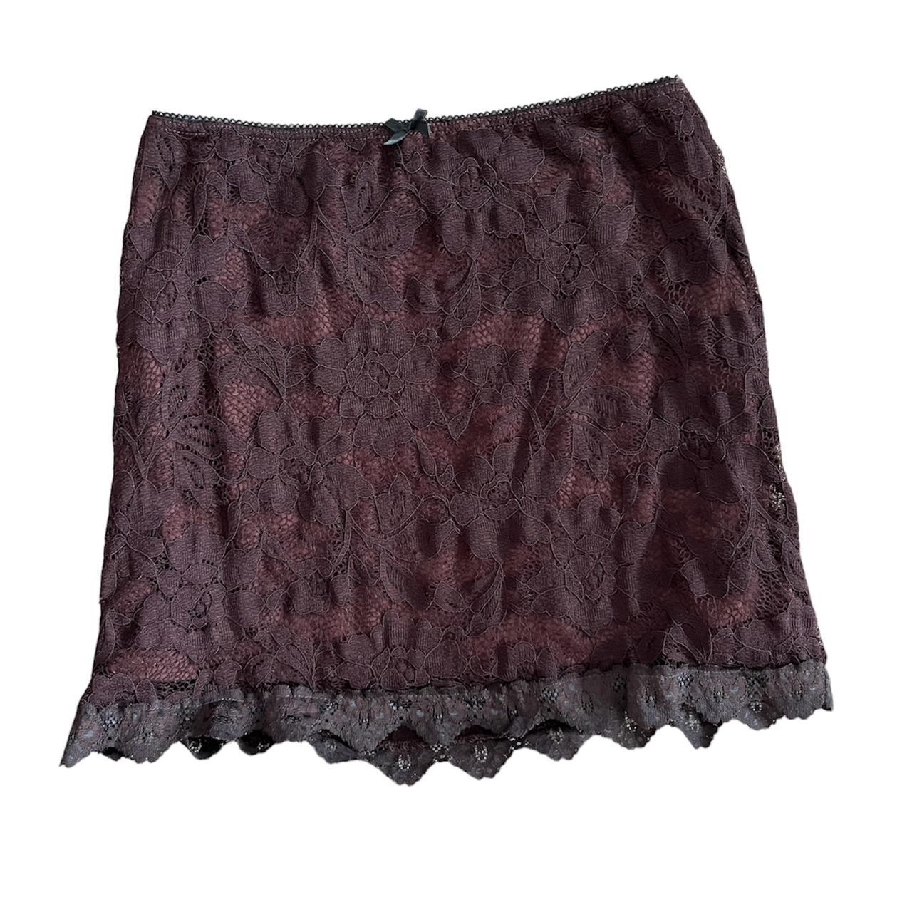 Urban Outfitters lace mini skirt Brown lace mini... - Depop