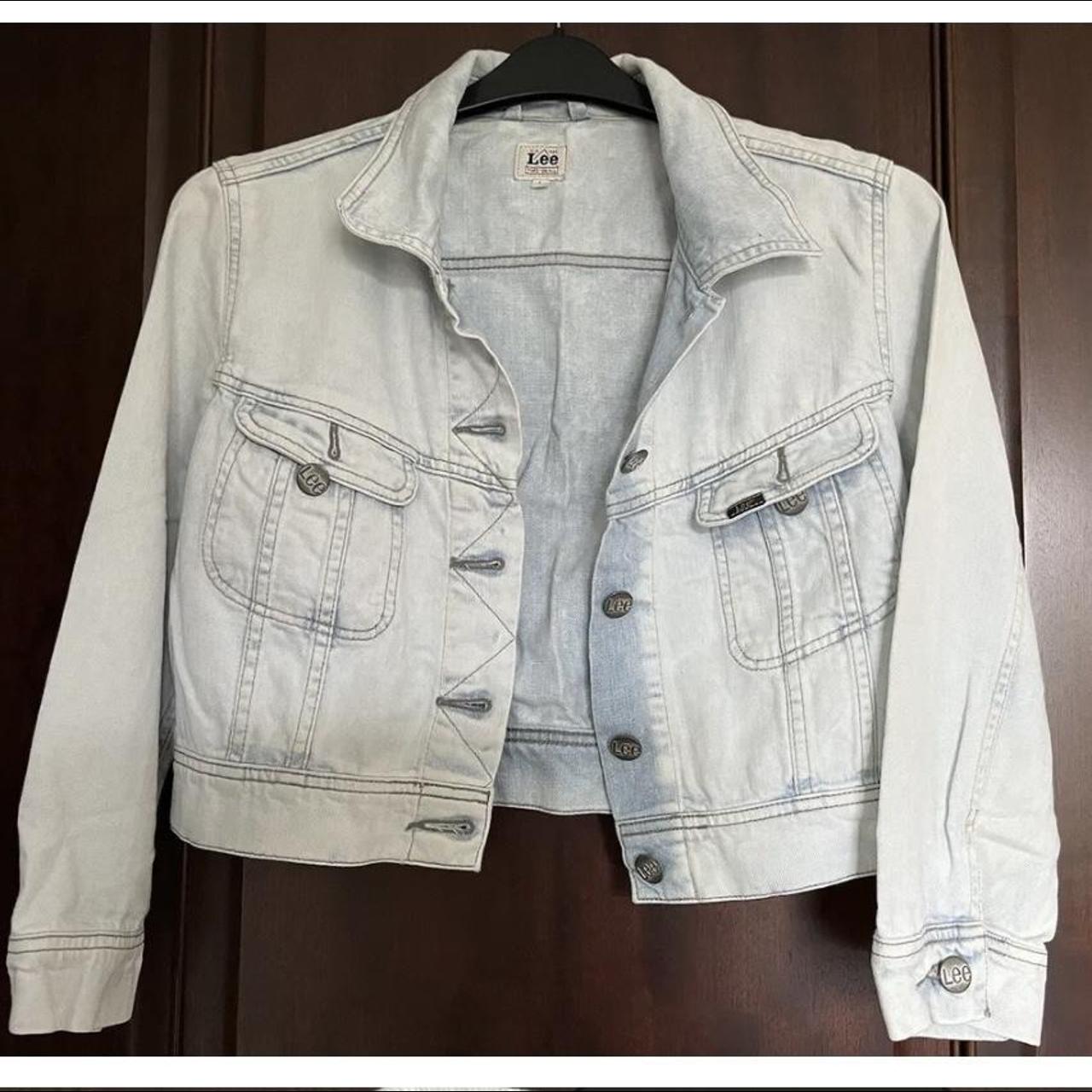 Lee cropped denim jacket. Bleach wash colour Size... - Depop