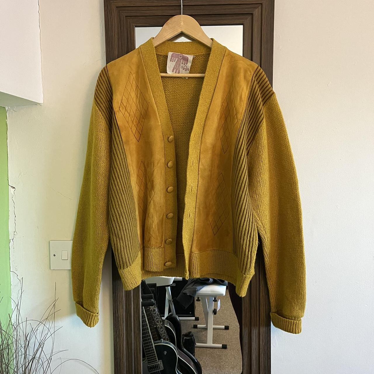 Beautiful 50 s 60 s mustard knitted cardigan with Depop