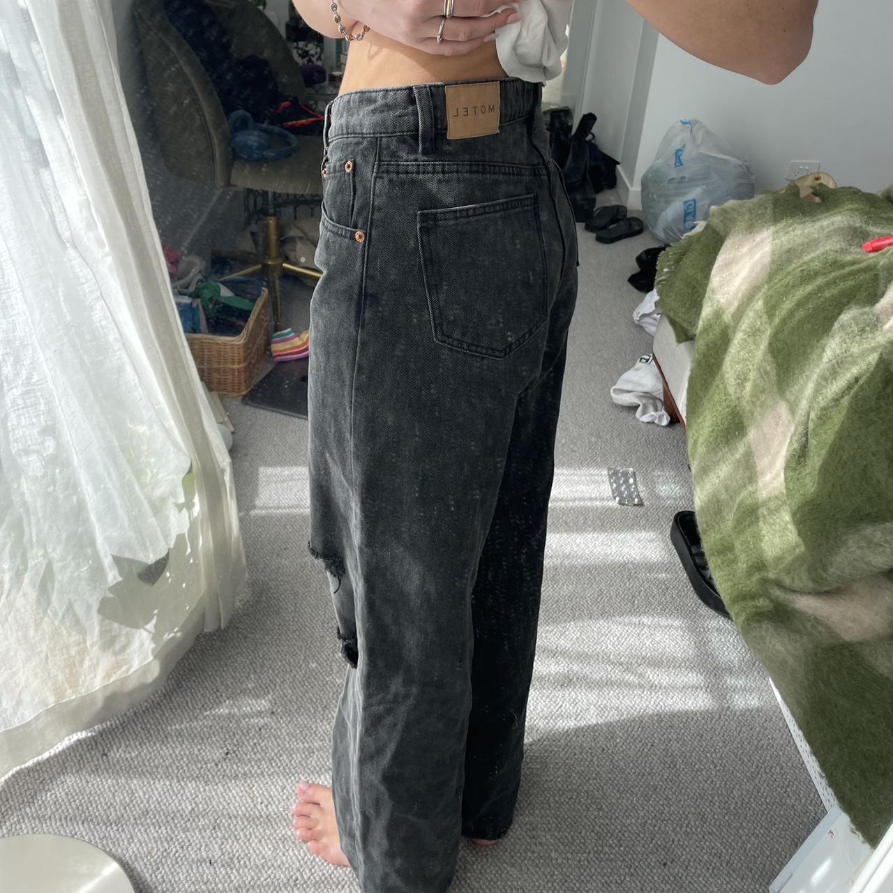 Motel rocks acid wash black ripped jeans Baggy mid... Depop