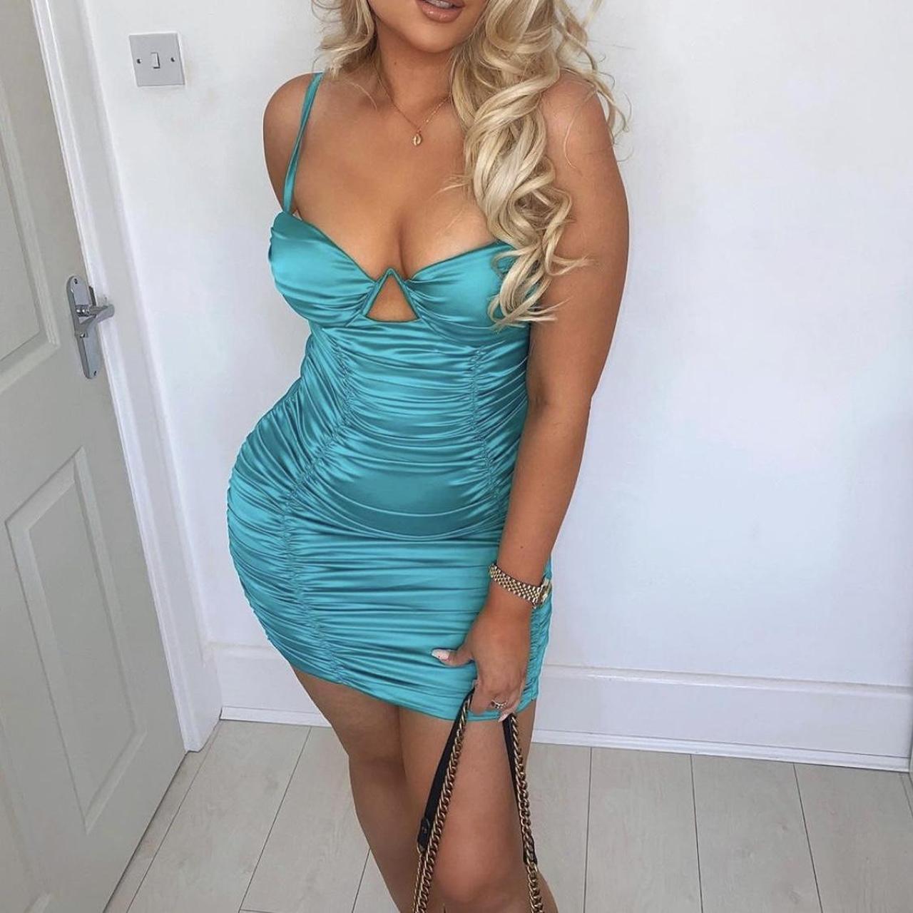 Fashion nova blue satin dress Depop