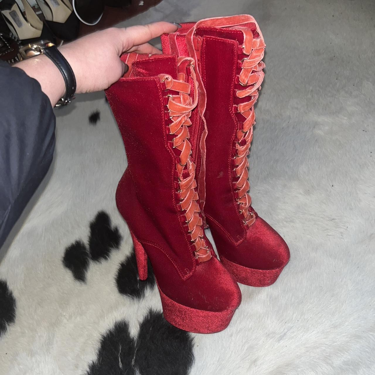 pleaser boots red