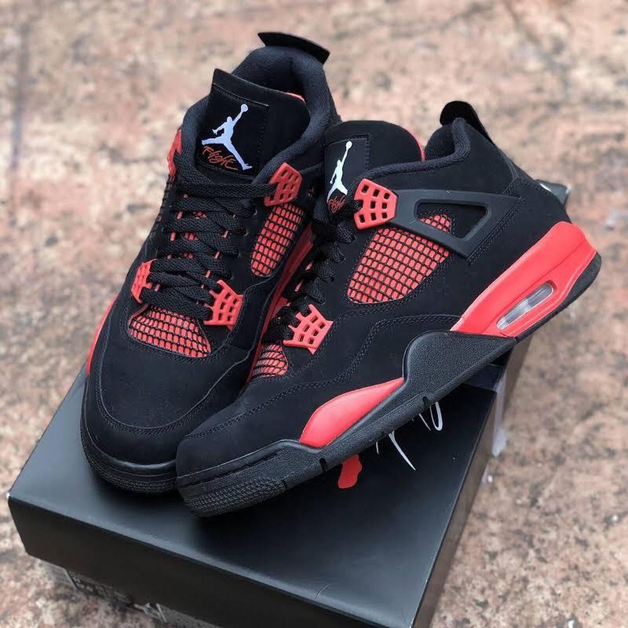 Jordan Men's Red and Black Trainers | Depop