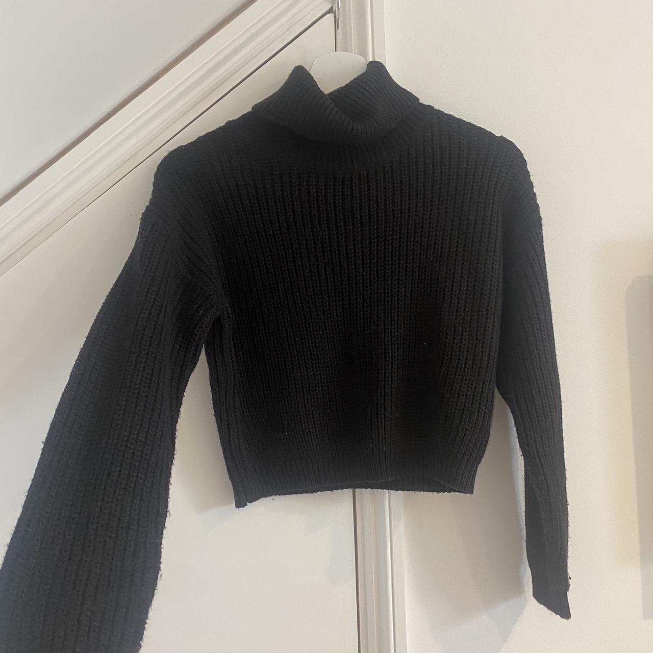Boohoo - black crop knit jumper with turtle neck.... - Depop