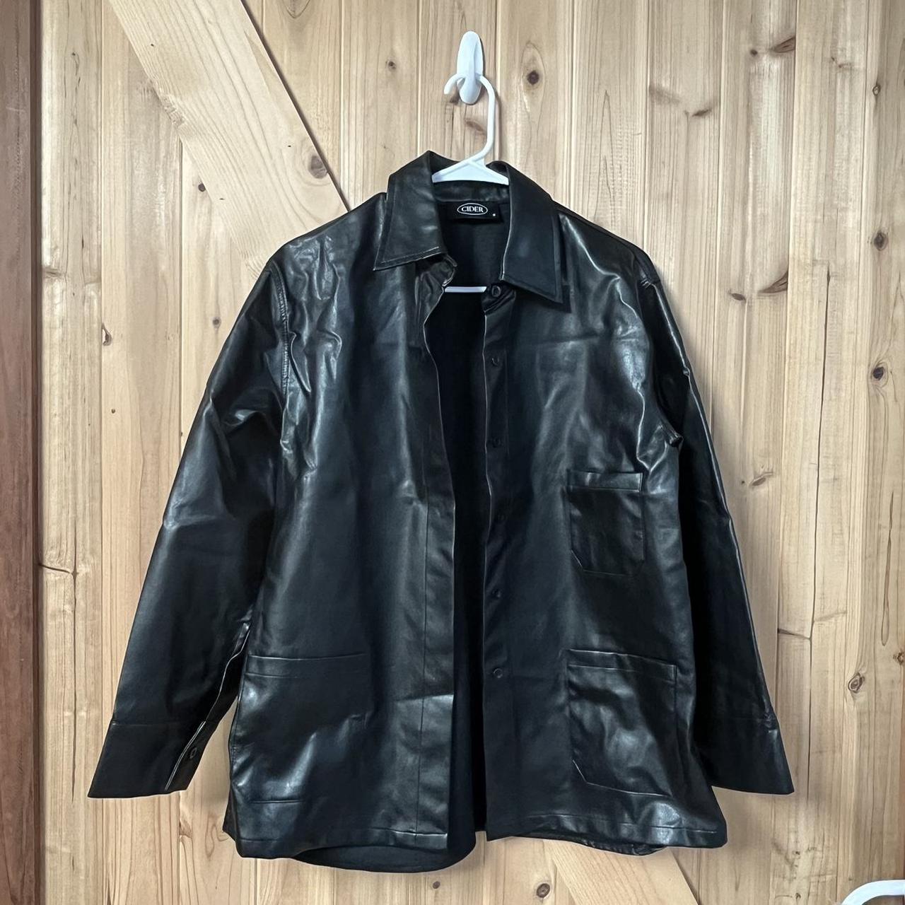 cider faux leather jacket • worn once, it has no... - Depop