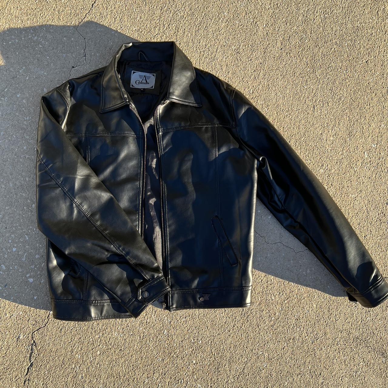 armani collezioni bomber jacket faux leather XL armani Depop