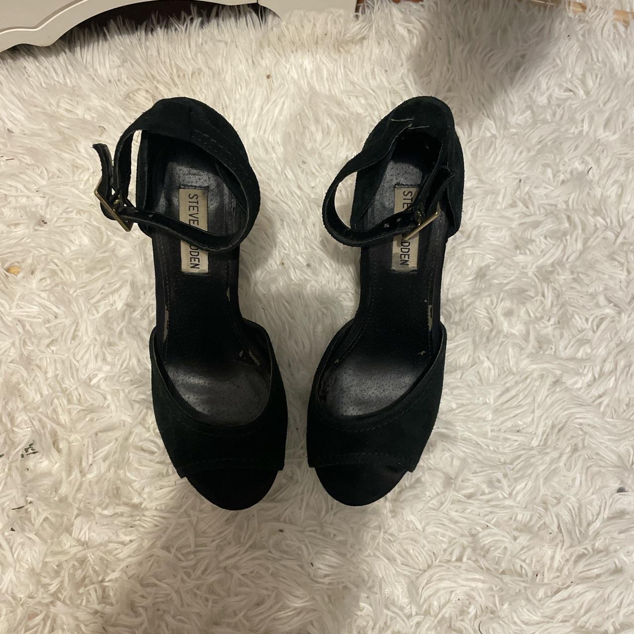 vintage Steve Madden suede black pumps these heels... - Depop