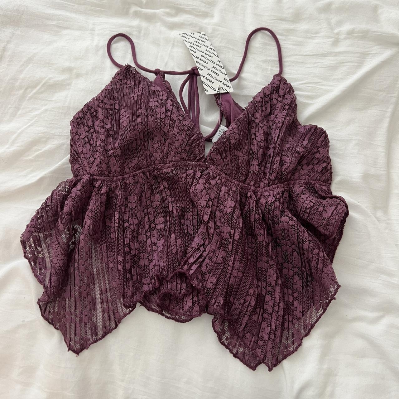 Velvet ruffle lace babydoll cami top with bow ribbon - Depop