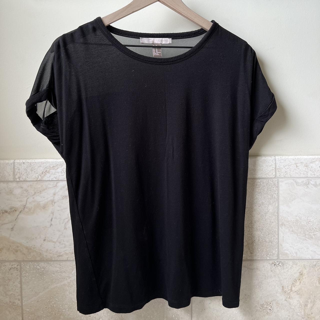 sheer black t shirt very soft flowy material Bought... - Depop