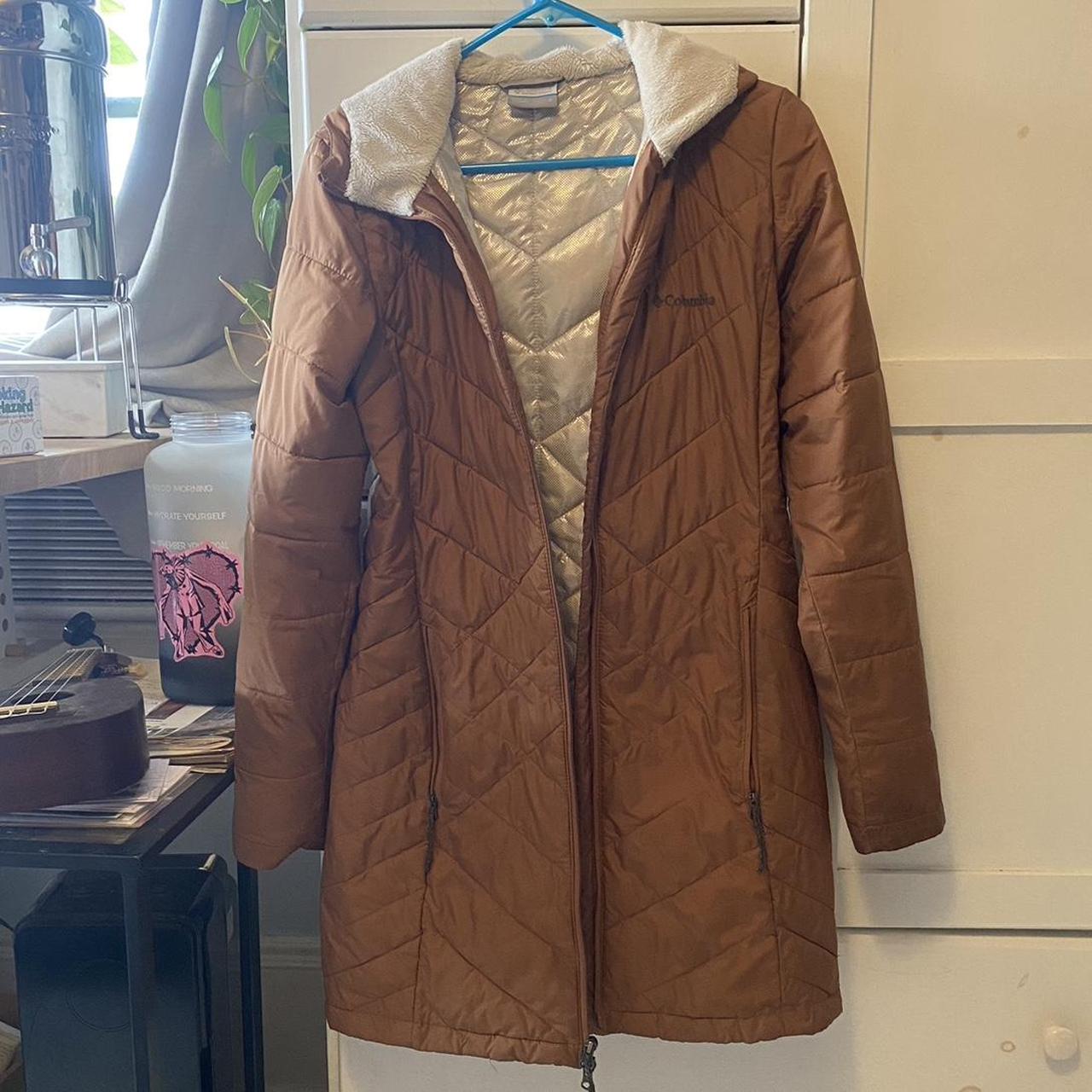 Ladies small tan Columbia coat in excellent... - Depop