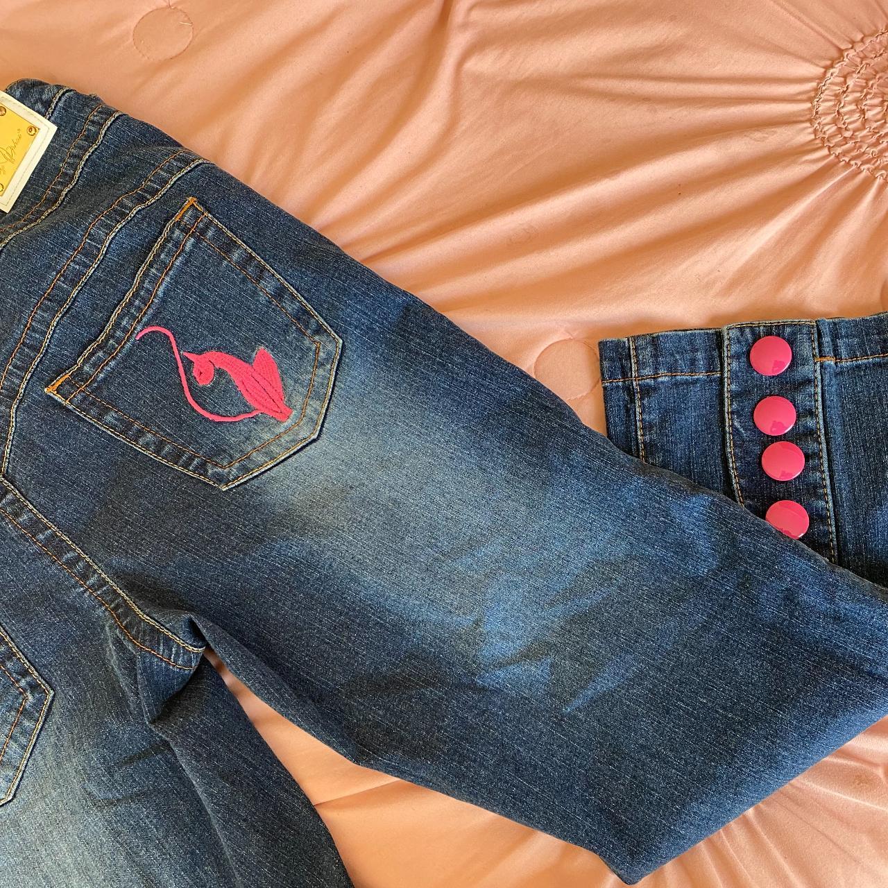 Baby Phat Women's Navy and Pink Jeans | Depop