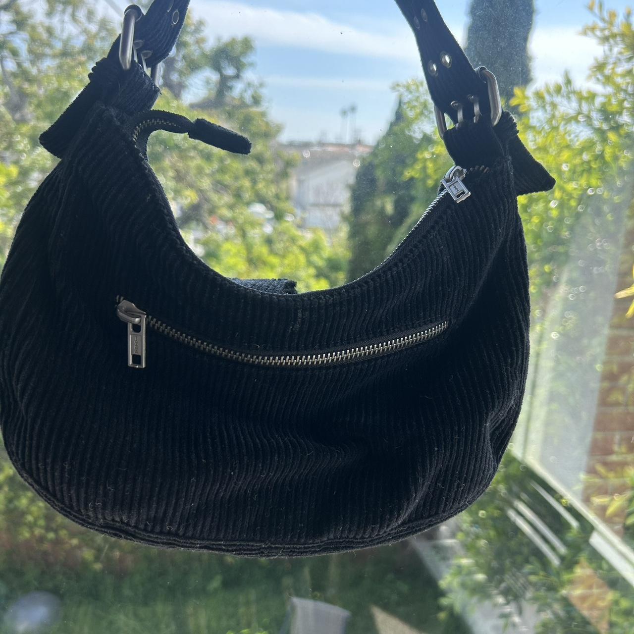 Brandy Melville mini black corduroy purse. Buckle - Depop