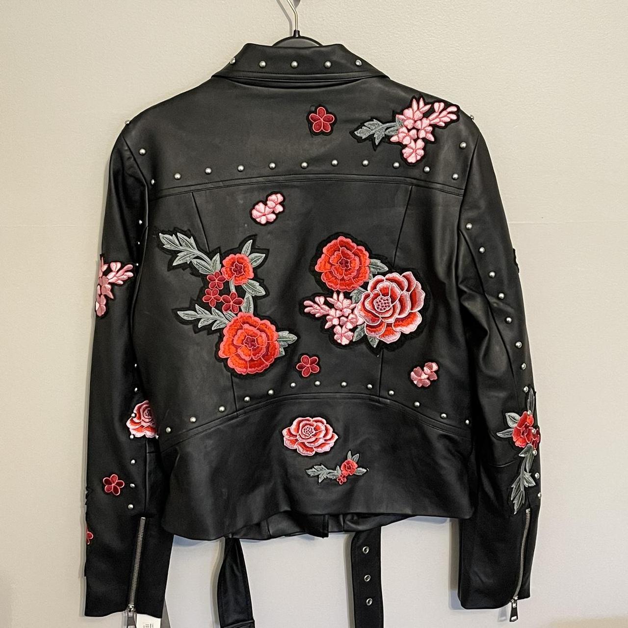 Embroidery Torrid Rose Leather Jacket Bagatelle Moto Leather