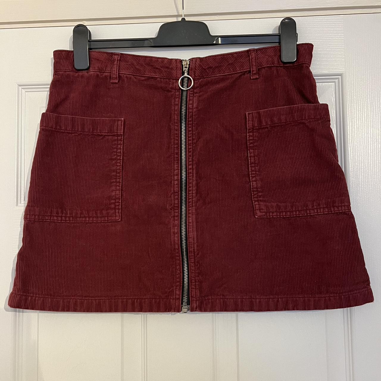 Topshop cord 2024 zip skirt