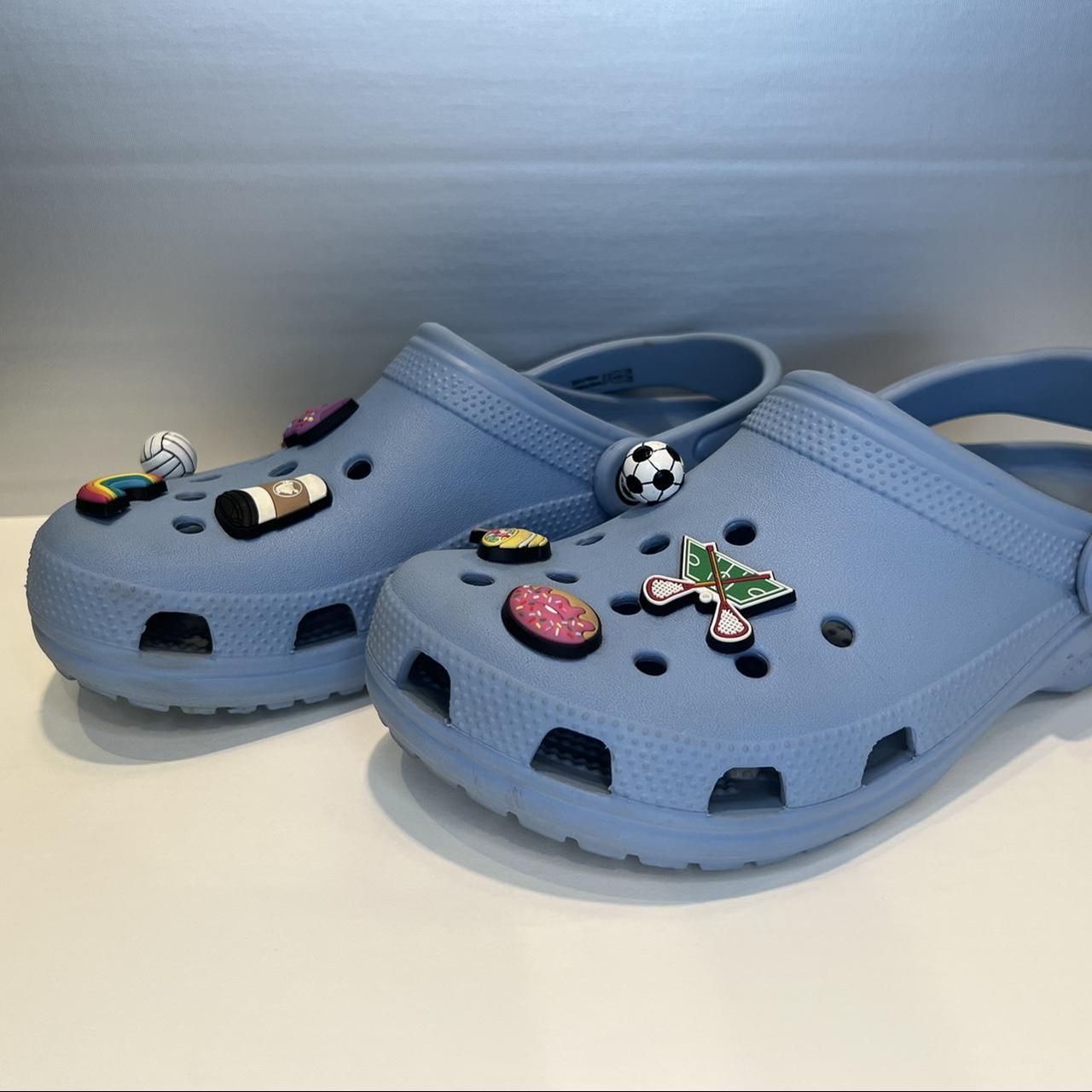 Light Blue Crocks with Jibbitz CONDITION •some... Depop