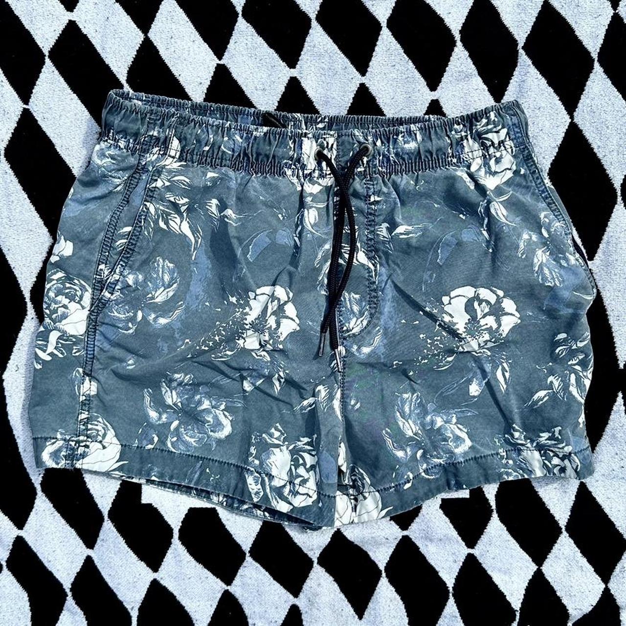 Paisley Print Swim Trunks Real nice navy blue - Depop