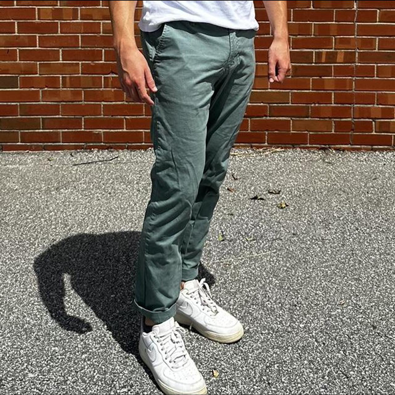 AEROPOSTALE Mens Slim Straight Color Casual Chino Pants, Green, 27W x 28L  at Amazon Men's Clothing store