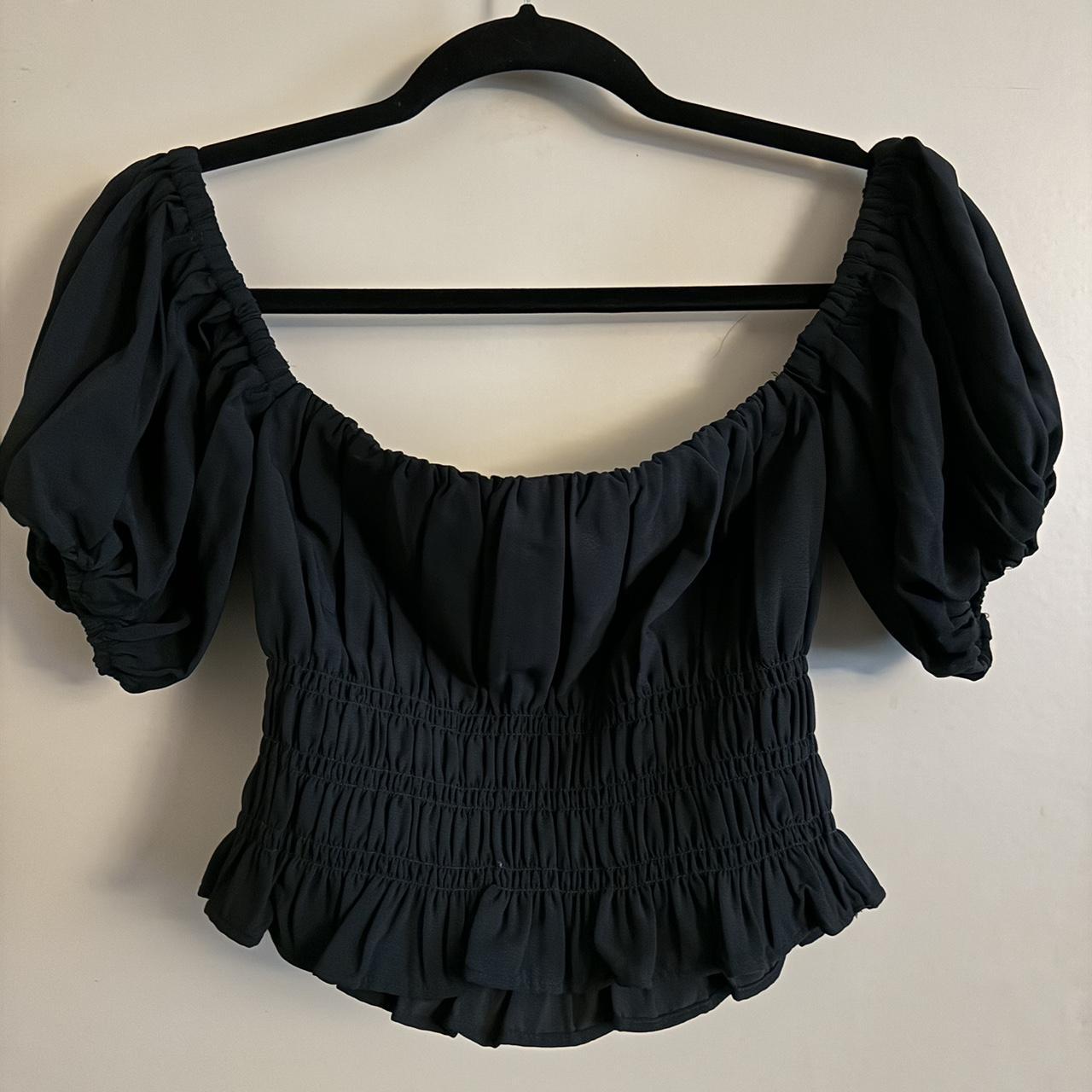 Black Abercrombie & Fitch off the shoulder, ruffled... - Depop