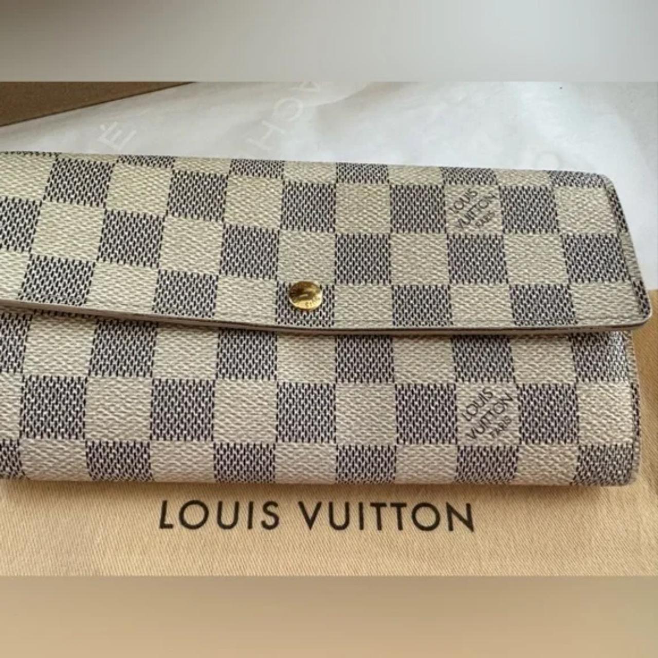 Louis Vuitton Sarah wallet in Damier Azur with dust... - Depop