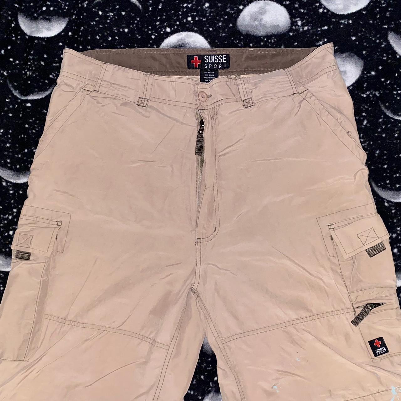 tan cargo pants size large brand suisse... Depop