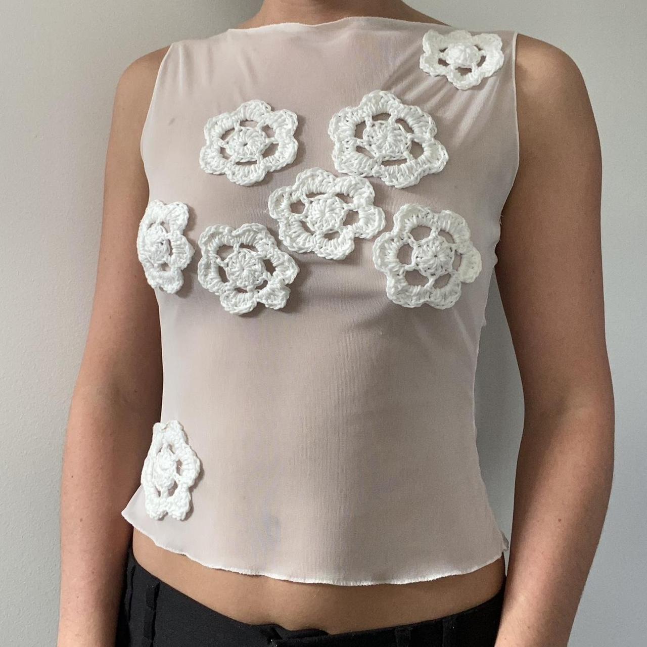 CROCHET FLOWER TANK taking an interest check in... Depop