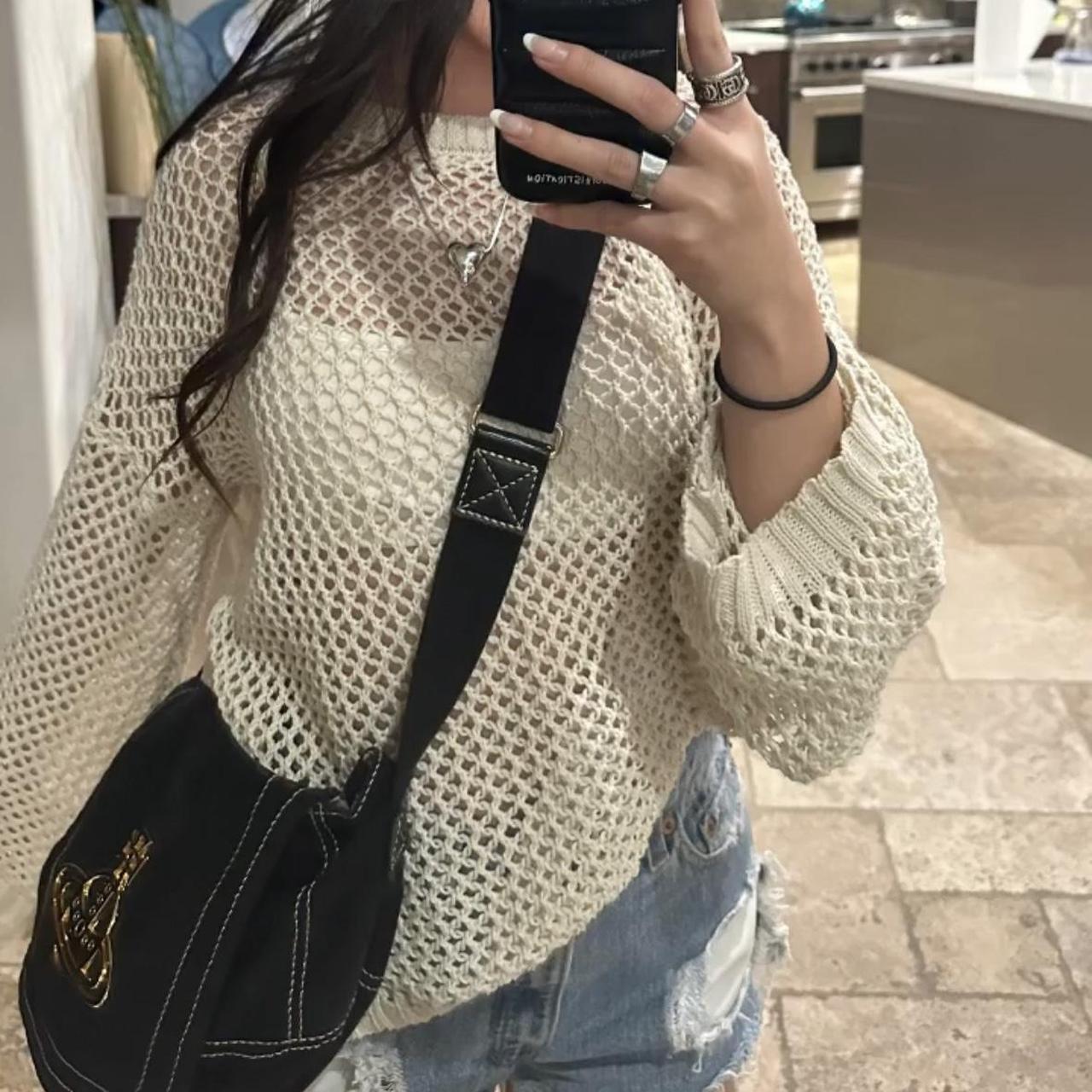 Y2K oversized holey knit sweater 🐚 ❌!THIS IS Depop