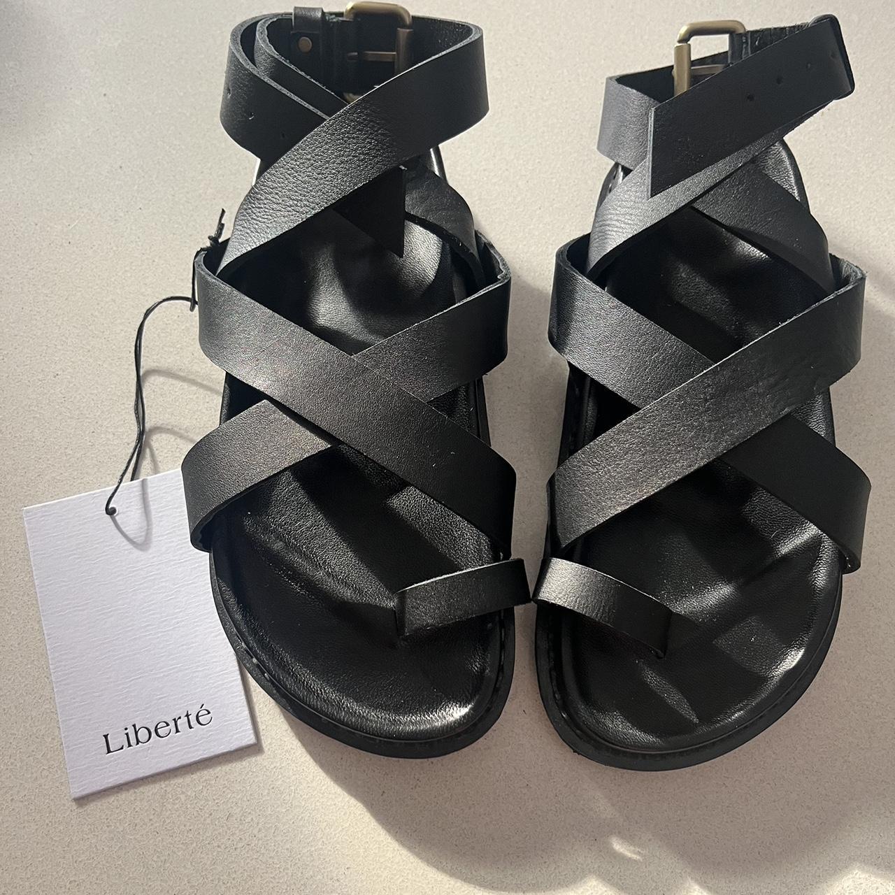 Liberte leather black Sandals Size 36 Paid... - Depop