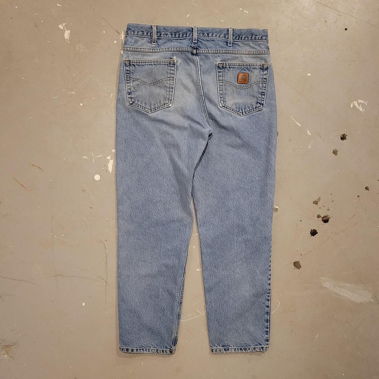 2000s Y2K Carhartt Faded Lightwash Repaired Denim... - Depop