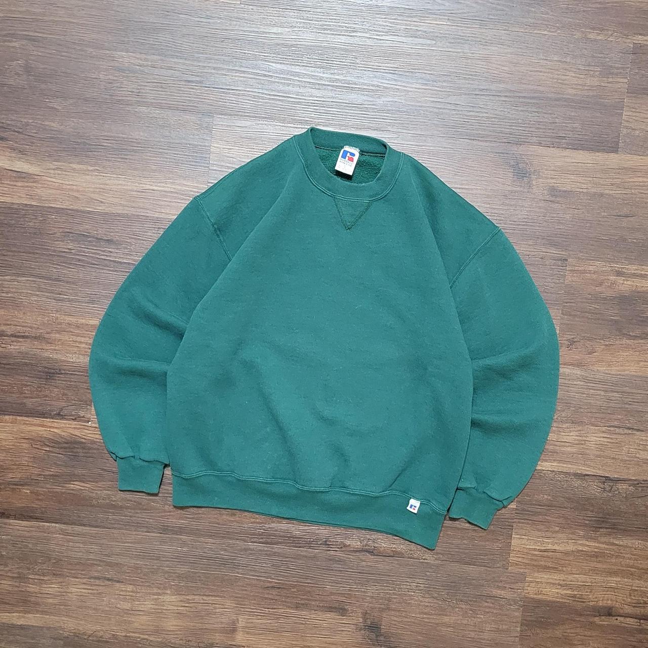 Vintage 1990s Russell Athletic Forest Green Blank... - Depop