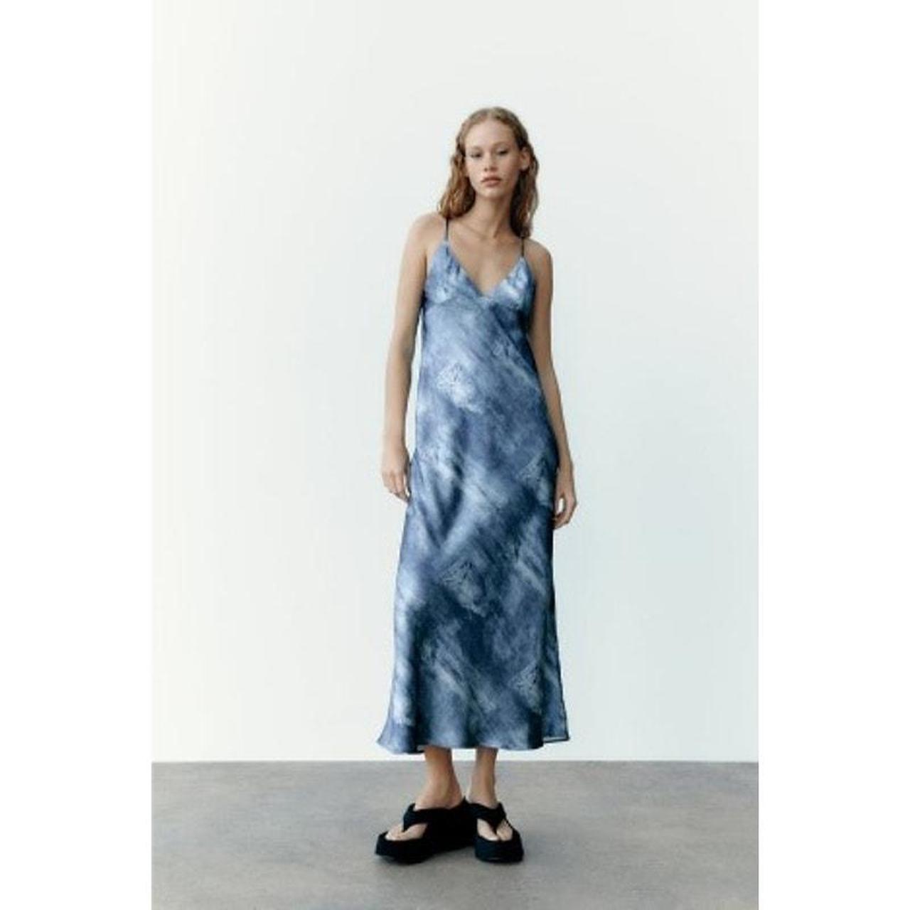 NEW BLUE sold ZARA SATIN HAULTER MIDI DRESS