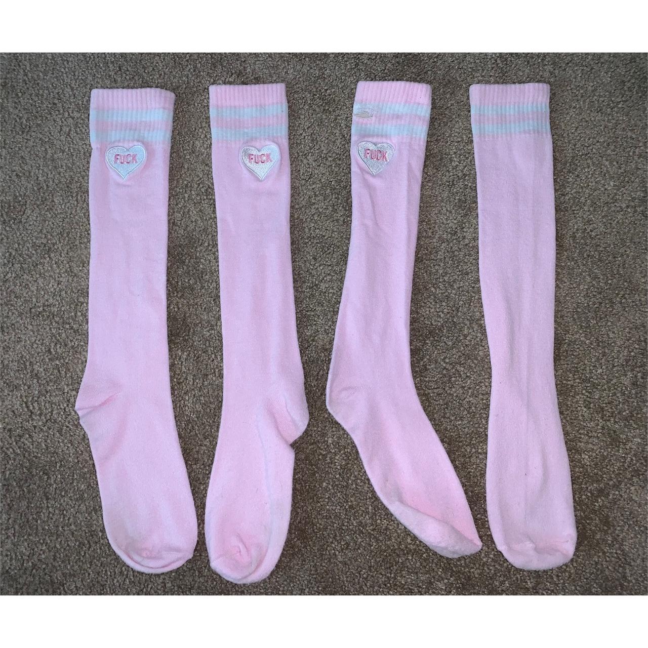 pink knee high socks bought these from Spencer’s, I... Depop