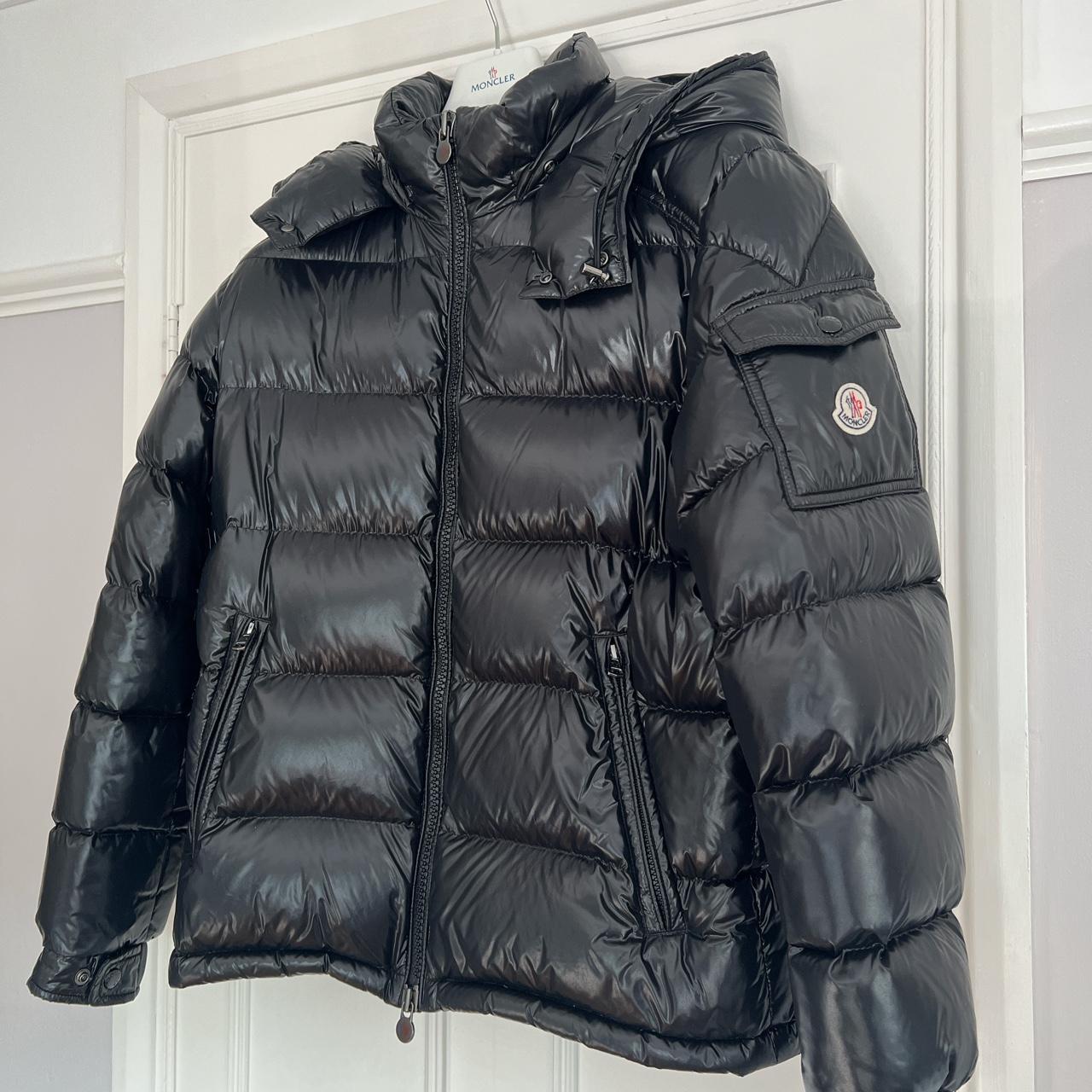 Moncler coat Authentic Black / Sheen Hooded Hardly... - Depop