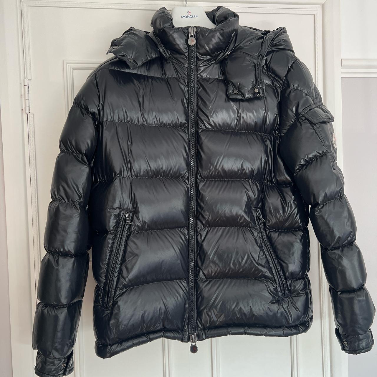 Moncler coat Authentic Black / Sheen Hooded Hardly... - Depop