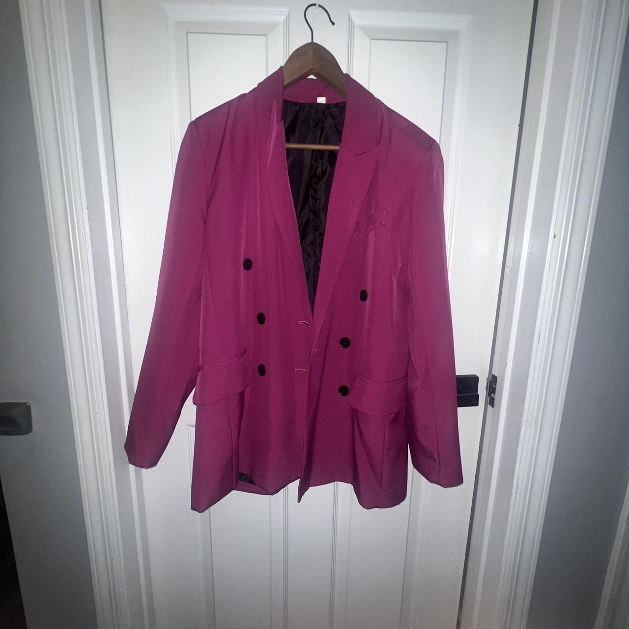 Fuchsia pink blazer with black buttons blazer work Depop