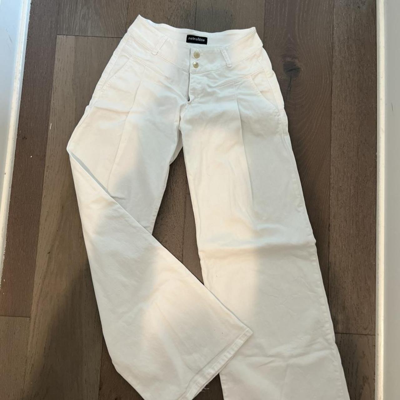 White super cute flare pants Fit low waisted... - Depop