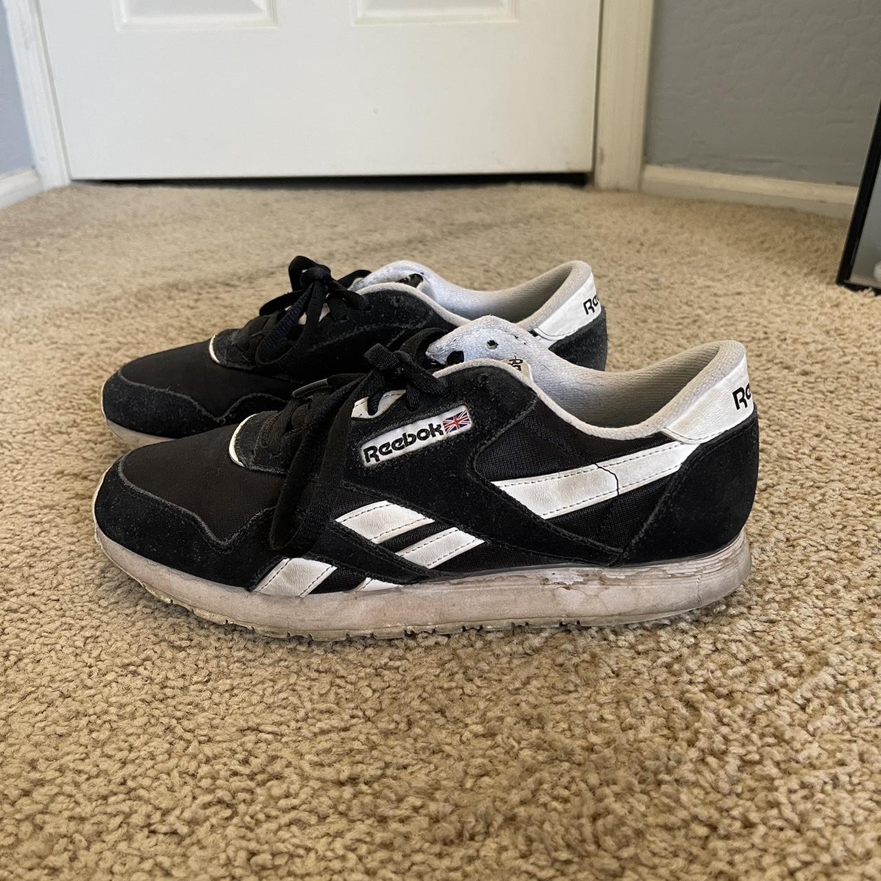 BLACK & WHITE REEBOK CLASSIC NYLON SHOES Good... - Depop