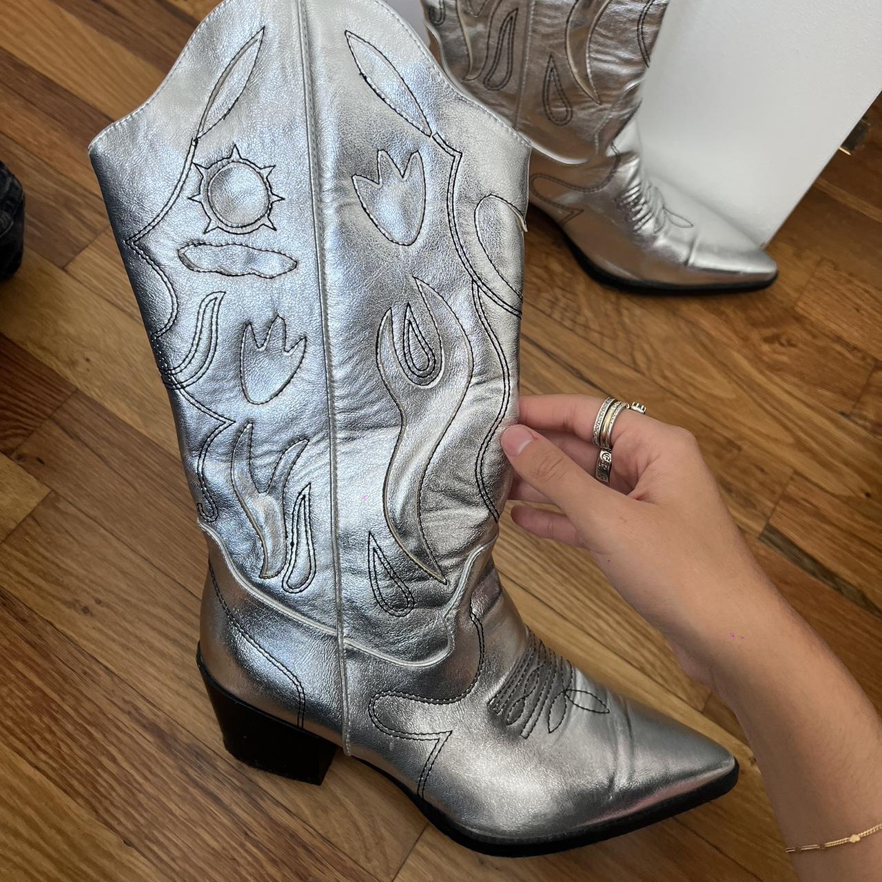 Princess polly metallic cowboy boots Perf condition... - Depop