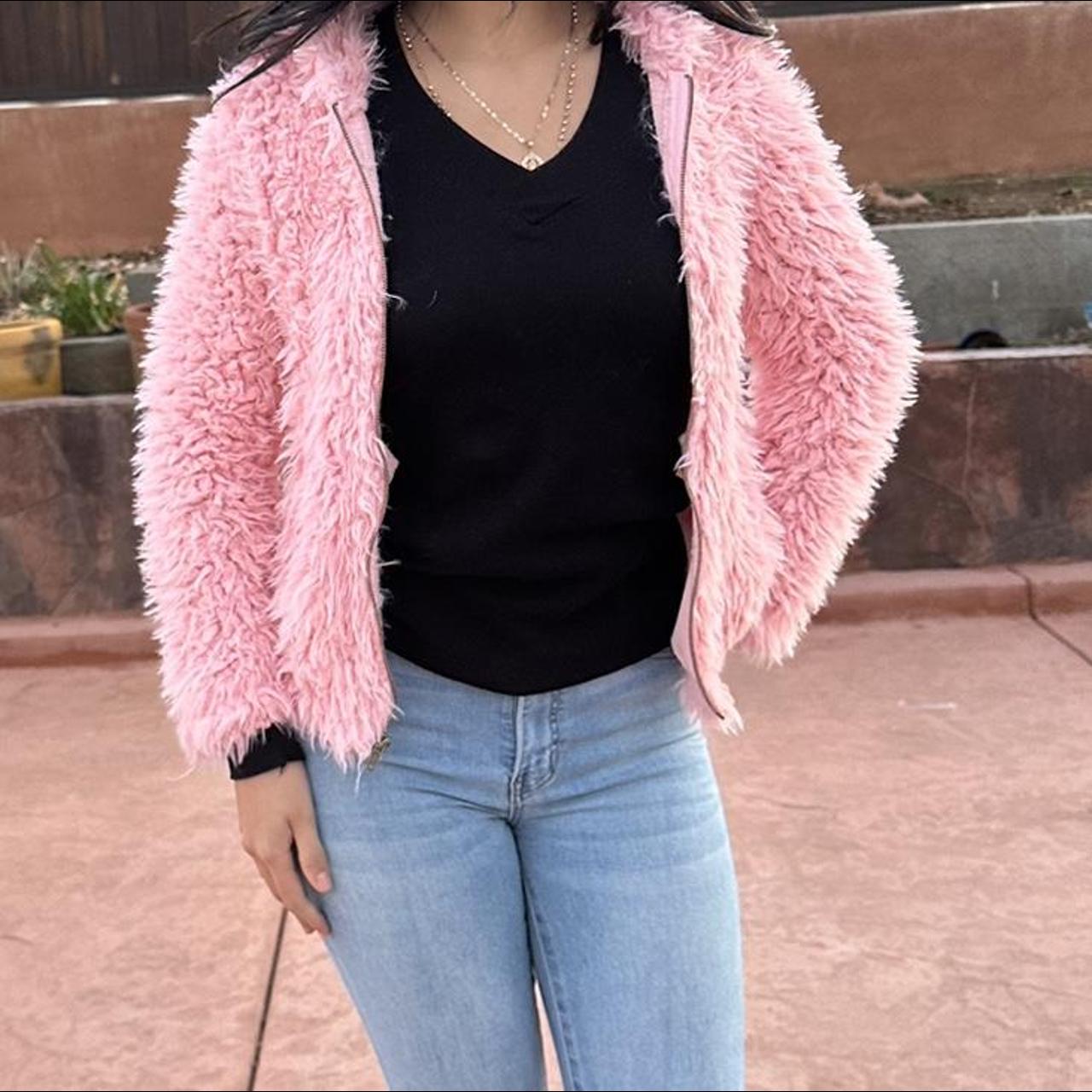 Baby pink fluffy clearance jacket