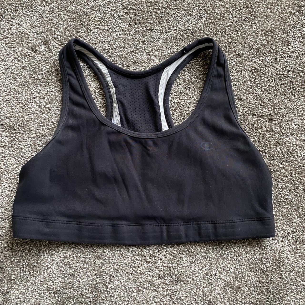 Black champion sports bra size medium Barely worn I... Depop