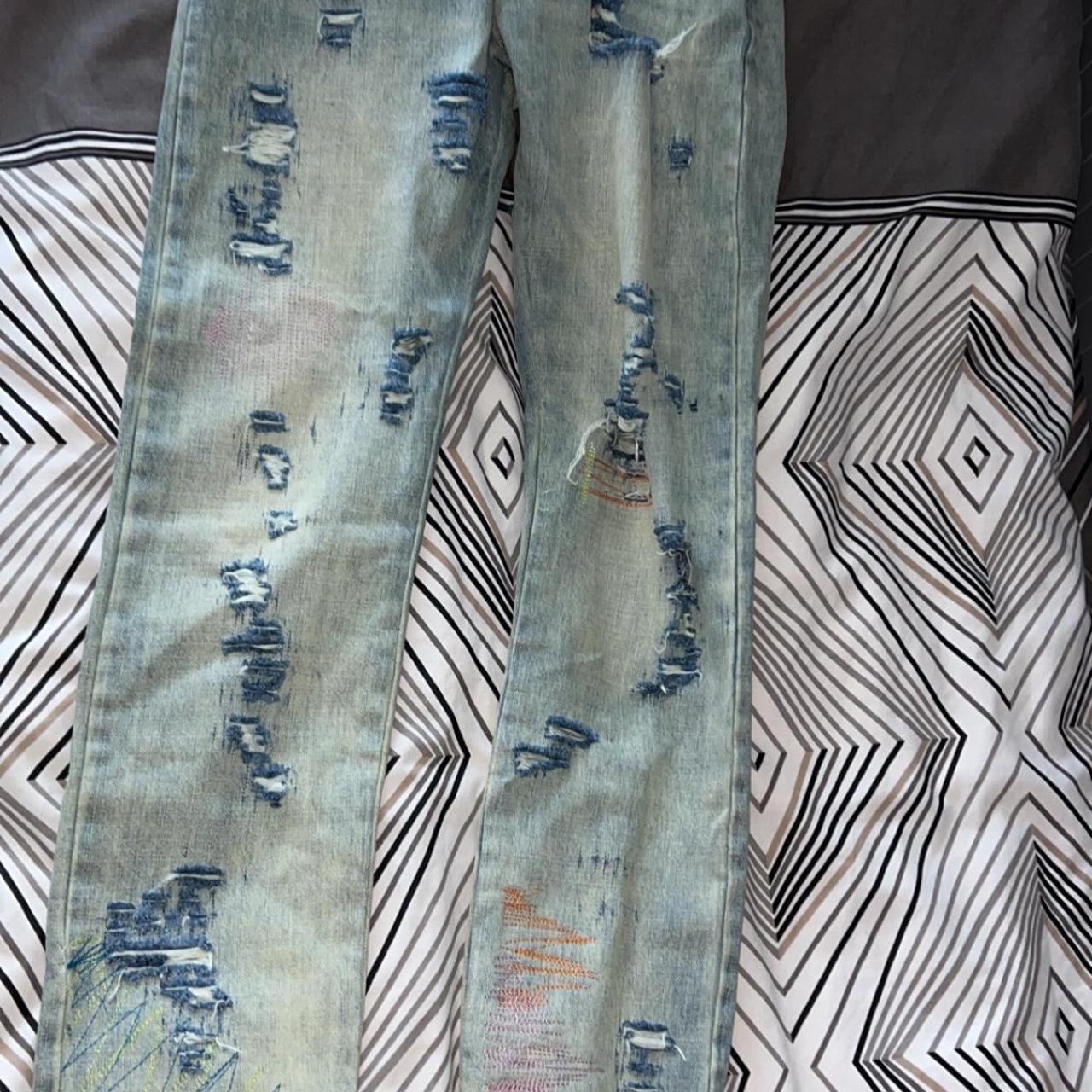 Mnml Butterfly, rhinestone washed denim Size... Depop