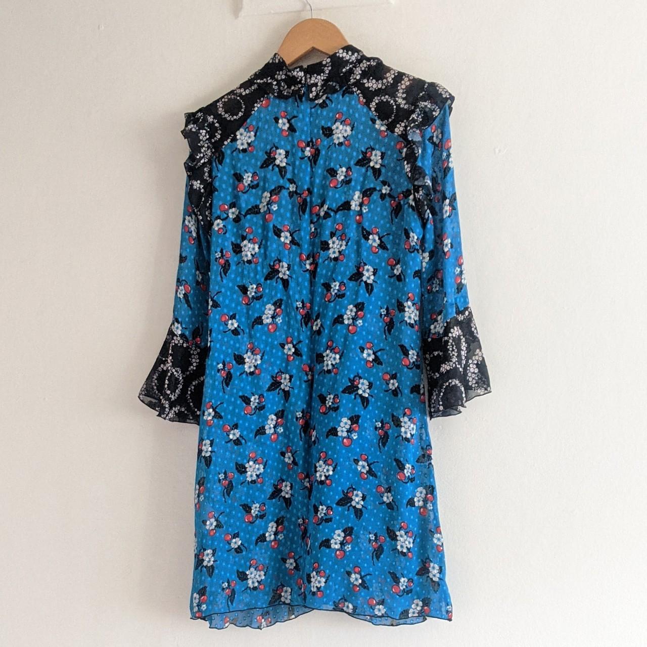 Anna Sui Women's Blue and Silver Dress | Depop