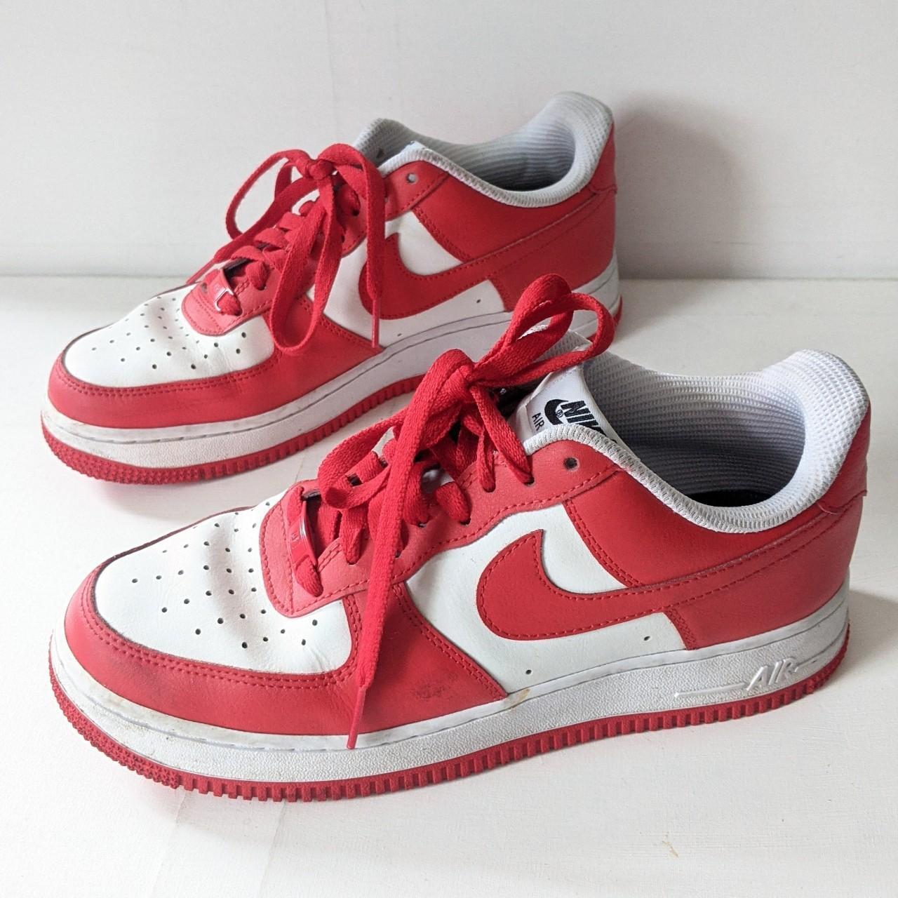 Nike Air Force 1 low trainers in gym red and white... - Depop