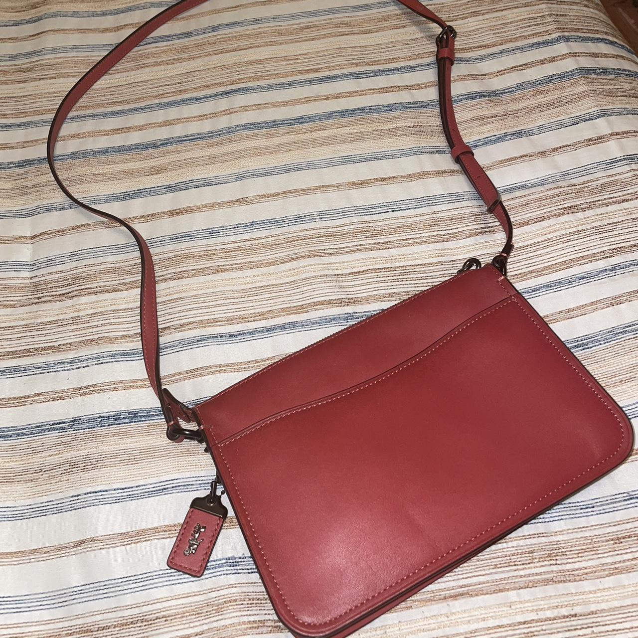 Coach City Saffiano Medium Sized Red Leather Tote - Depop